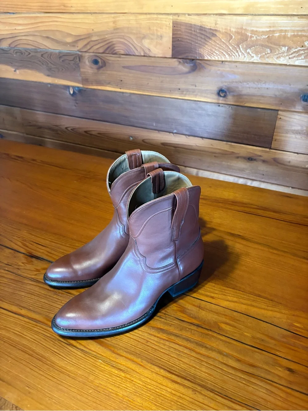 Tecovas Brown Leather Western Ankle Boots